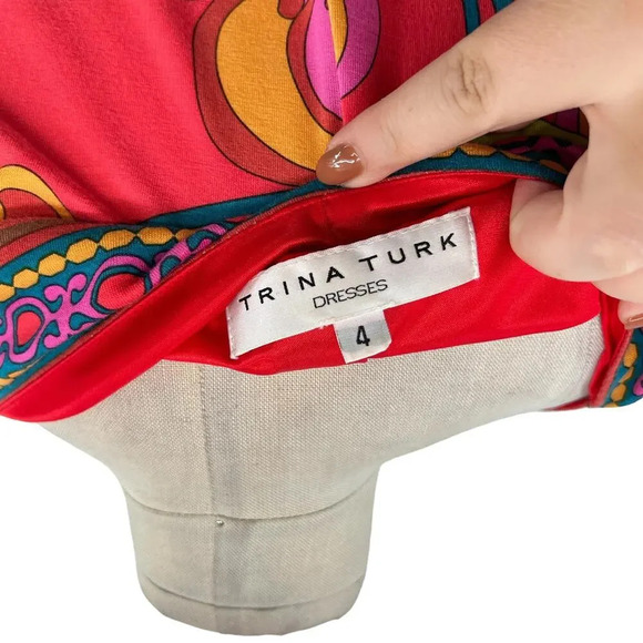 Trina Turk Felana Shift Dress Floral Paisley Print Multicolor Red Size 4 - Picture 8 of 10